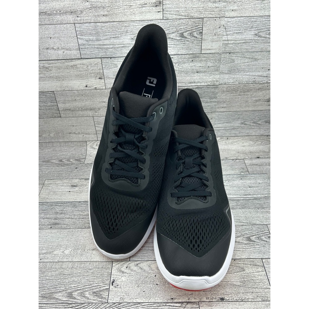 FootJoy Flex Men Golf Shoes Black White Red Spikeless Mesh 56141 Size 11.5 M